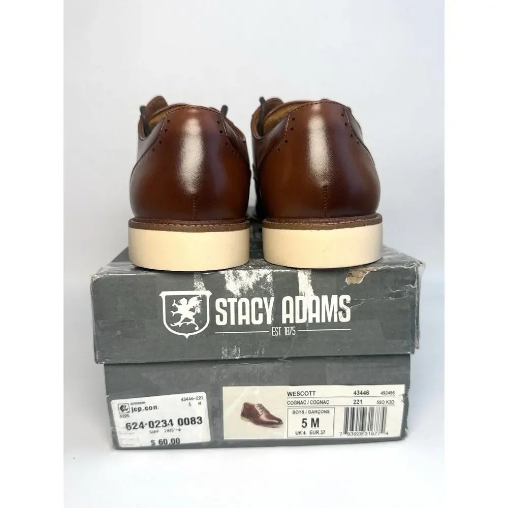 Stacy Adams Wescott Boys Oxford Dress Shoes Cognac US Size 5M New